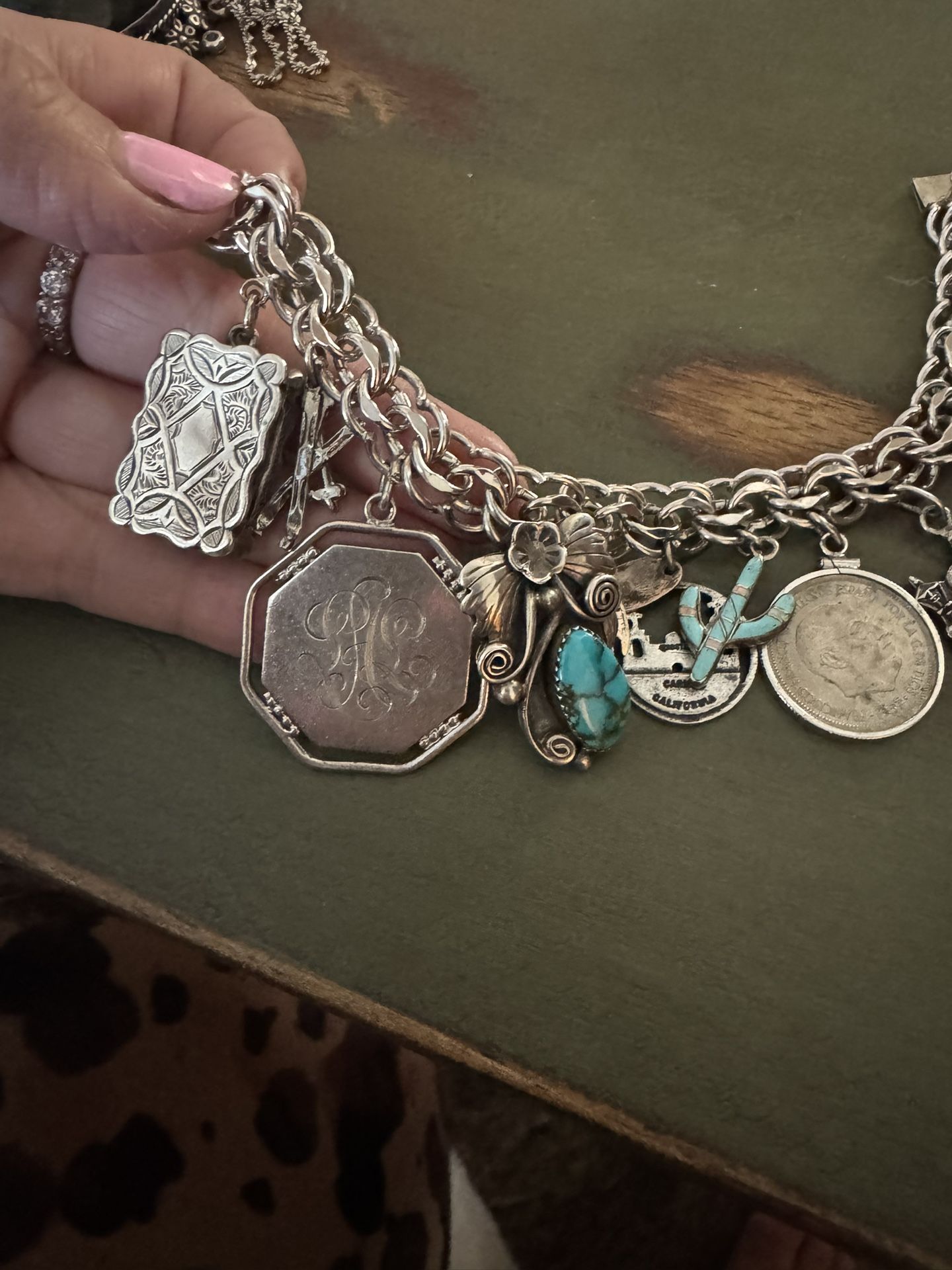 Silver & Turquoise Charm Bracelet