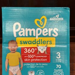 Pampers swaddlers size3 $25/each box