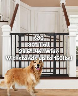 30” Tall x 29.7”-48” Wide Baby Gate Dog Gate Safety Gate Brand New Open Box Black Cumbor