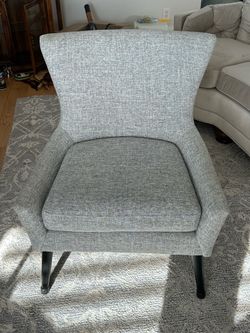 MCM Gray Upholstered Accent Chair with Dark Legs