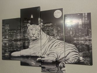 White Tiger Canvas Wall Art 