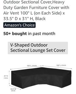 V-shape sectional patio furniture cover 100in