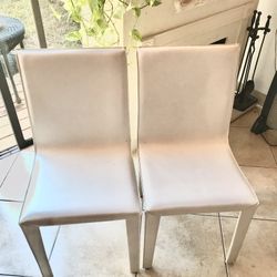 Beautiful Pair Of White Leather Chairs