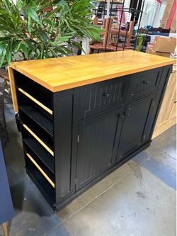 Newly Assembled Kitchen Island with Storage & Power Outlet Large Mobile Kitchen Cart