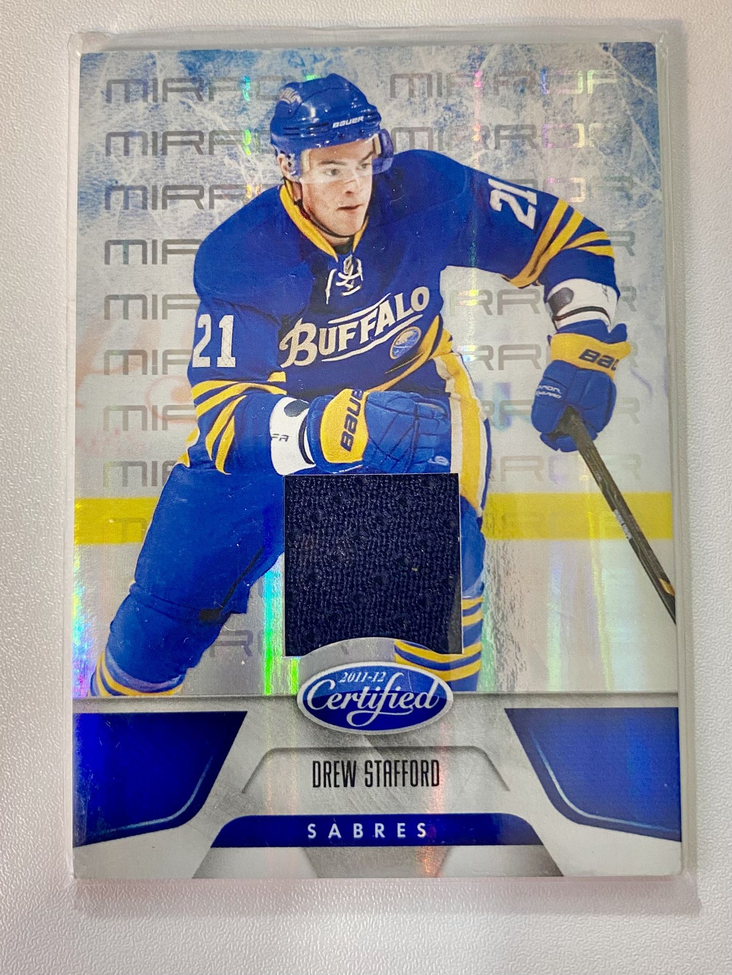 Drew Stafford 2011 Certified Mirror Blue Game-Worn & /99 Card