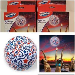 New Swimways Light Up Beach Ball Patriotic Stars