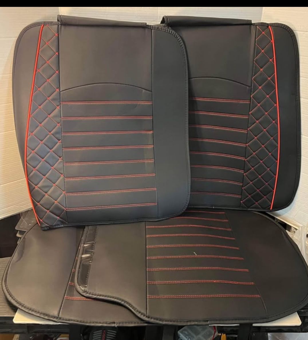 Car Seat Covers - Luxury Nappa Leather! 5PC Full Set Red & Black Color ($59 OBO)