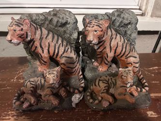 VINTAGE Tiger BOOK END pair