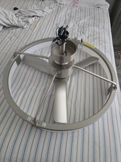 Modern Brushed Nickel Ceiling Fan with Ring