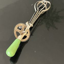 Vintage Stainless Steel Hand Held Mixer Manual Rotary Egg Beater Red USA