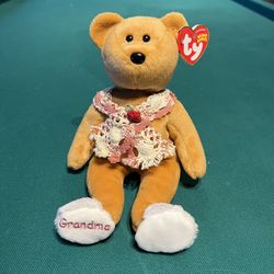 Ty Beanie Baby  Bear Titled “Grams”, 9 Inch, 2005