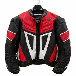 Joe Rocket Racing Leather Motorcycle Jacket Men’s 50 Large Red Black Armored