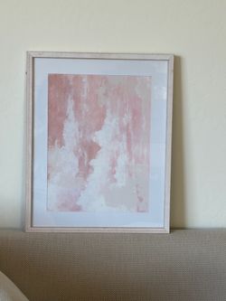 Pink and white abstract wall art decor.
