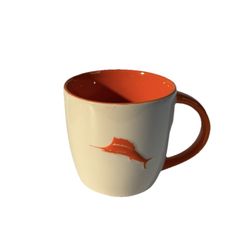 Tommy Bahama Coffee Mug Orange & White With Marlin Design 