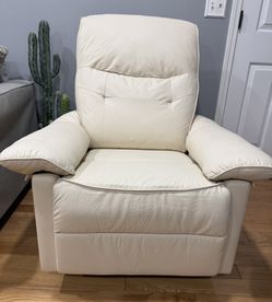 Power Recliner for Adults, PU Leather Swivel Rocker with Padded Armrests Side Pocket, Modern Upholstered Glider