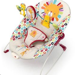 Bright Starts Playful Pinwheels Portable Baby Bouncer With Vibrating Infant Seat And-Toy Bar, 19.8x13.1x3.4 Inch, Age 0-6 Months  Open box item   INVE