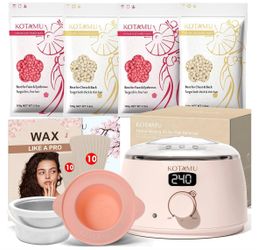 KOTAMU Waxing Kit for Women & Men, Pink Digital Wax Pot Warmer Hair Removal Home Hard Wax Kit, Wax Machine, Face, Eyebrow, Bikini, Brazilian, Body, Se