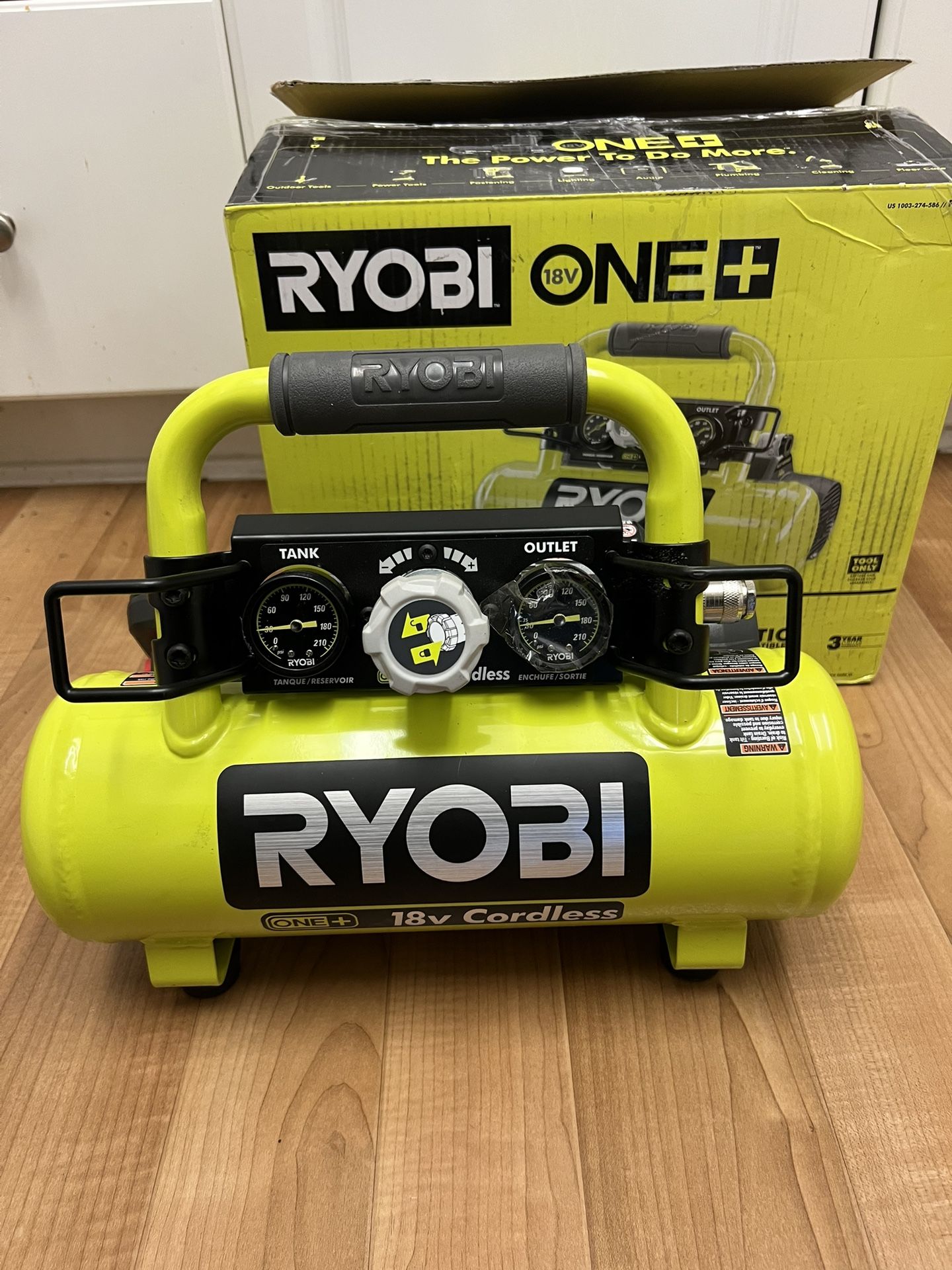 RYOBI 18V ONE+ Cordless 1 Gal. Portable Horizontal Air Compressor with 120 PSI Maximum Pressure (Tool Only)