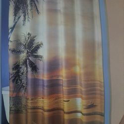 NEW Tropical Sunset Fabric Shower Curtain 
