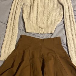 Sweater cardigan & skirt 