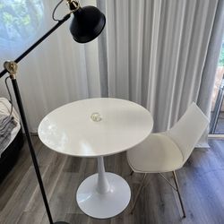 Dining Set: White Tulip Table + Chair + Floor Lamp 