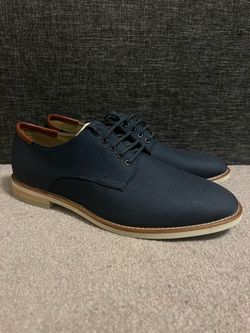 Navy Blue Canvas Derby Oxford Shoes Size 10.5