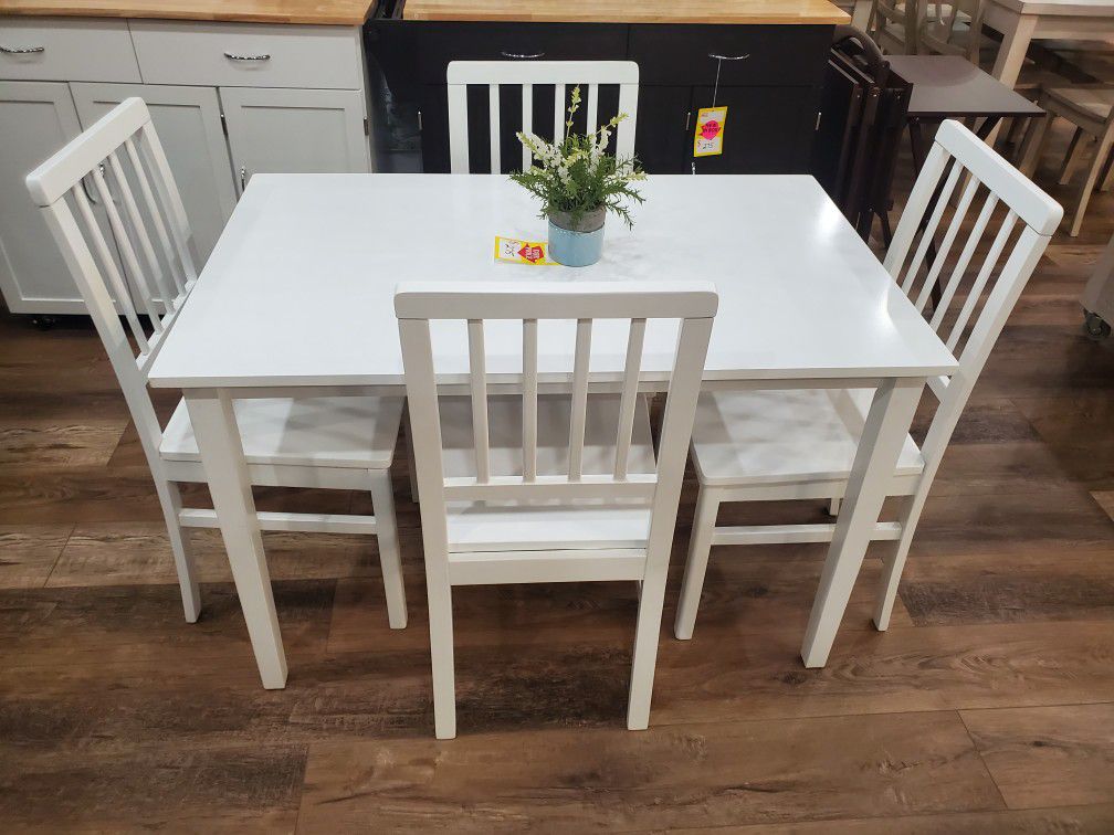 Small 5 Pc White Dining Set (NEW)