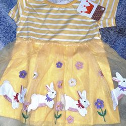 Toddler Girl Cotton Casual Dress Cartoon Appliques.