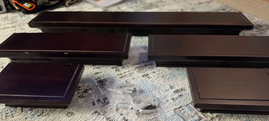 Set of 5 Decorative Floating Wall Shelves Dark Cherry Espresso Wood