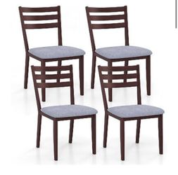 Dining Chair Set Of 4 With Solid Rubber Wood