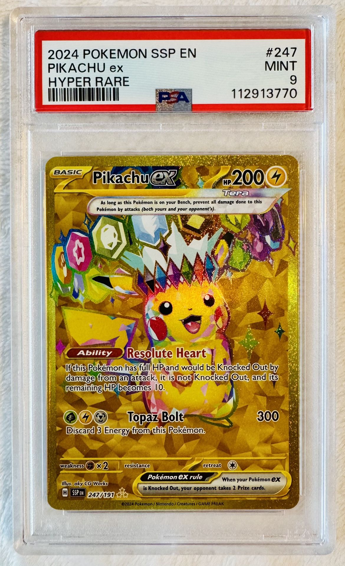 Pikachu ex Hyper Rare - 2024 Pokemon Surging Sparks - PSA 9 Mint