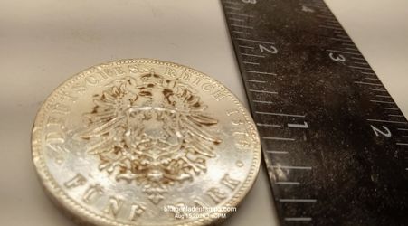 1876 A Prussia Germany 5 Mark Silver Coin Wilhelm I Imperial Eagle 900 Silver