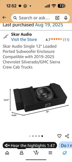 Silverado/Sierra Subwoofer Enclosure with Subwoofer