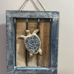 Beach Decor Coastal Rustic Wooden Sea Turtle Framed Wall Decor Wall Hanging