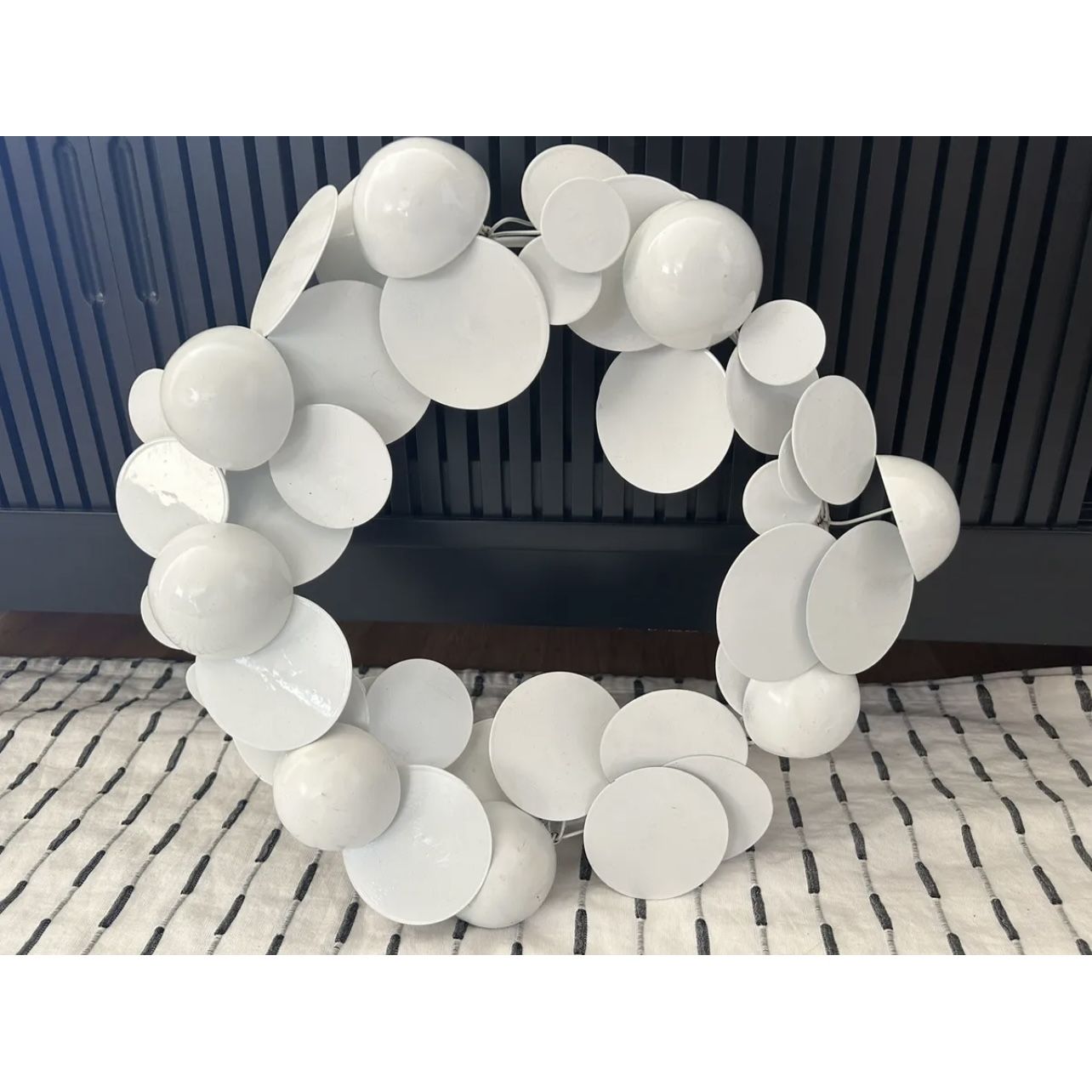Kenneth Wingard Op-Art White Metal Wreath Art Mid Century Modern MCM Retro