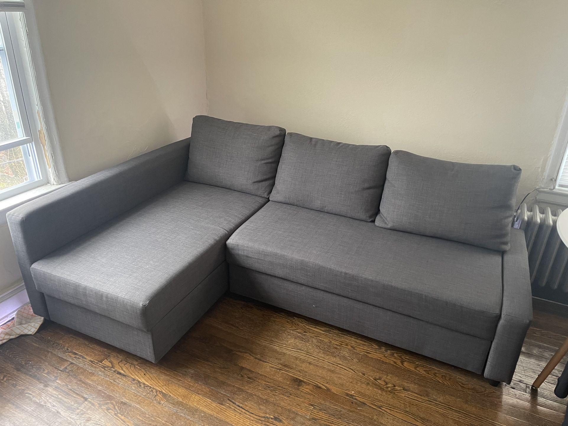 Sleeper Sectional Sofa, 3 Seat With Storage - Gray