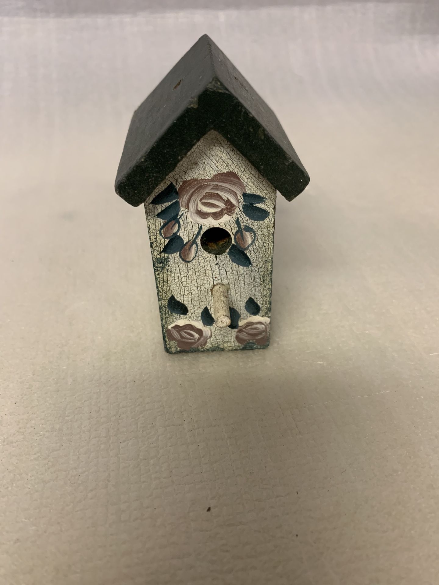 Vintage Tree Ornament hand Painted Wood Hanging Birdhouse