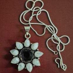 Amethyst and opal star pendant with chain