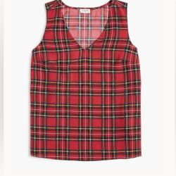 NWT J.Crew Tartan Sleeveless Blouse Size Medium