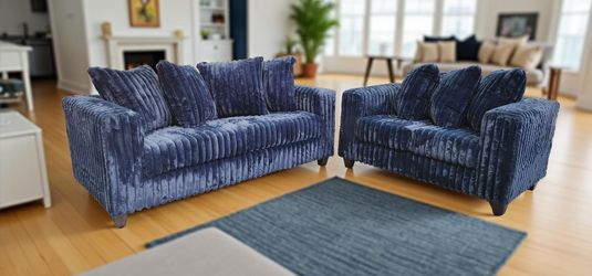 FREE White Glove Delivery – S300 Gia Blue Sectional | Brand New