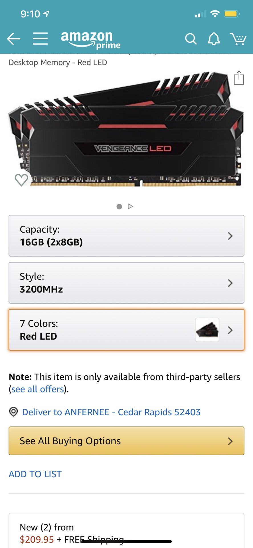 16gb DDR4 RAM 3000 MHz