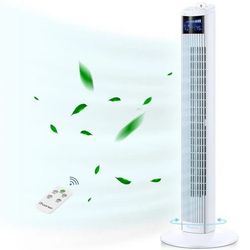 iTvanila Tower Fan, 36” Oscillating Portable Quiet Cooling Fan with Remote Control, 3 Modes and Speed Settings, 12-Hour Timer, LED Display Stand Up Fl