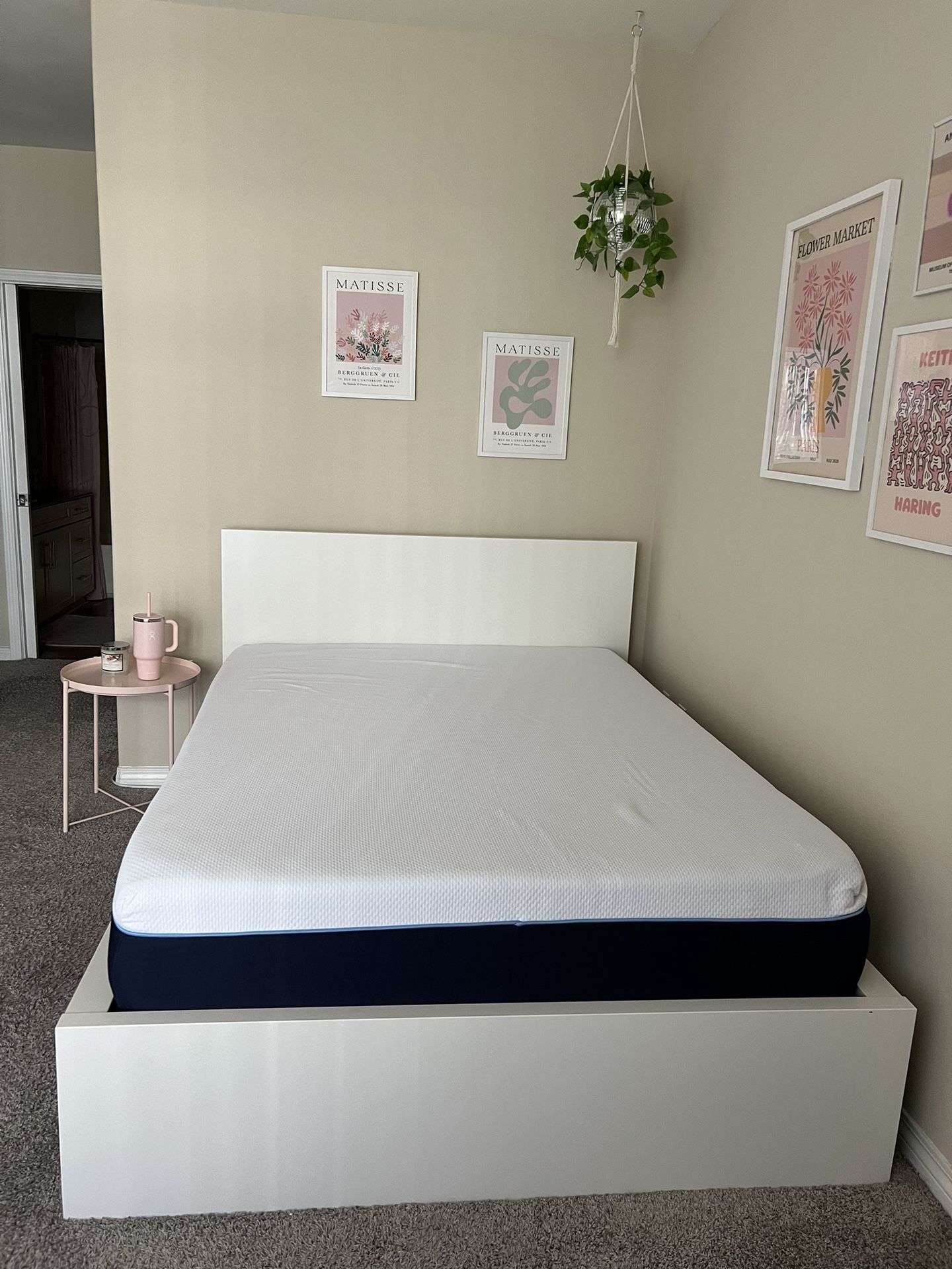 White Ikea queen bed frame