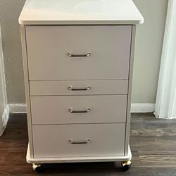 White Mobile Medical Assistant Cabinet / 4-Drawer Rolling Salon Cart