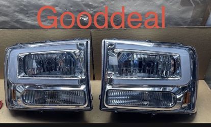 Oh212 Fit 99-04 Ford F250 F350 F450 LED White Bar Headlight Lights Lamp Pair 
