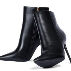 Elisabet Tang Women Heeled Ankle Booties,Sexy Pointed Toe 4 inch Stiletto High Heel Fashion Ankle & Booties with Side Zipper High Heel Boots Dress Eve