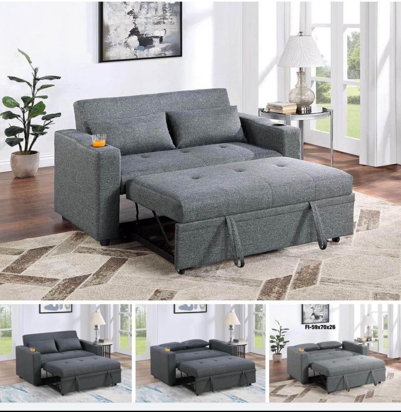 $299 Loveseat Pull Out Bed 59 In Wide