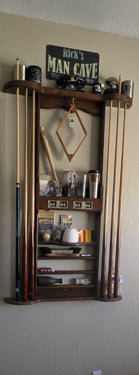 Pool Stick Holder With Pool Sticks