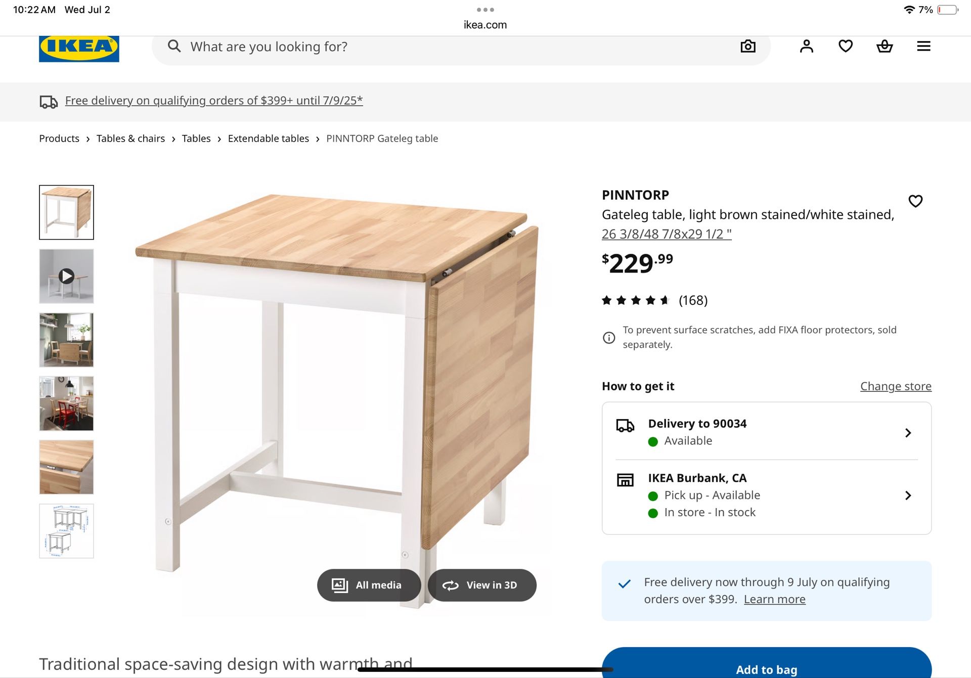 IKEA Pinntorp Dinning Table