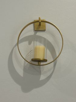 Gold Metal Circle Wall Candle Sconce
